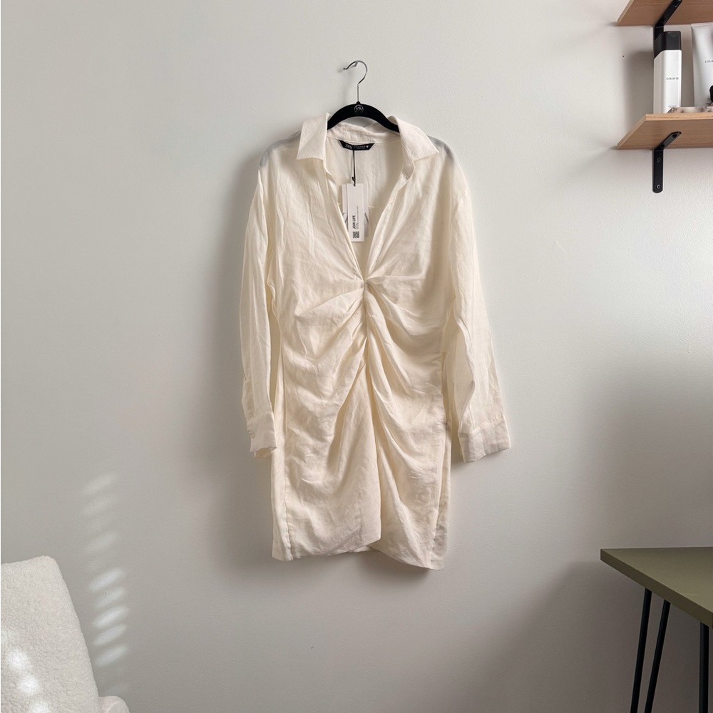 Zara White Collar Dress- Size XL NWT